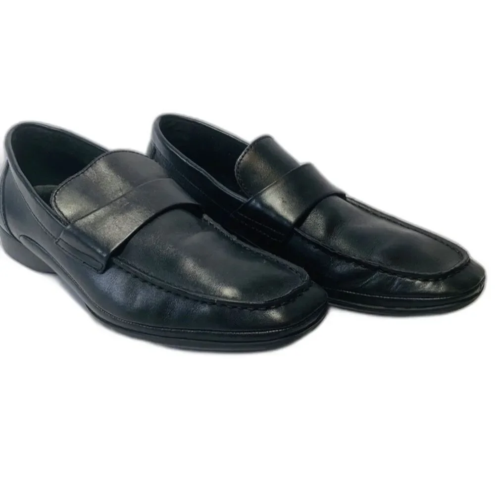 Kenneth Cole Reaction Mens‎ Black Leather Dress Shoes Loafers Slip On Size 7 M